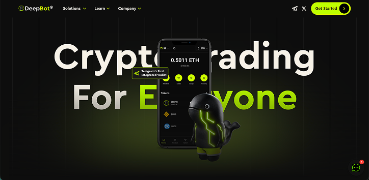 DeepBot hero with integrated wallet